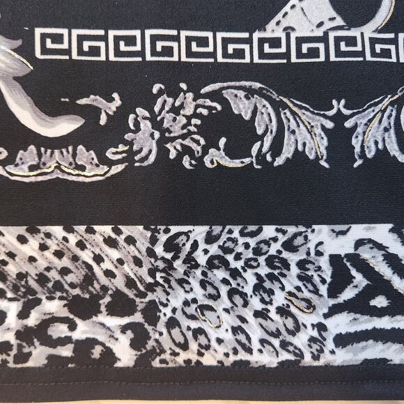 Cartise Sheath Dress Floral Chains Print, black, white, silver 3/4 sleeve sz 10 - Picture 12 of 12